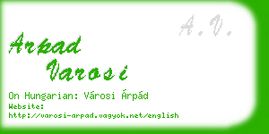 arpad varosi business card